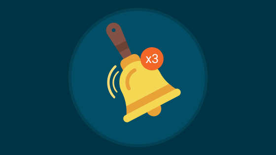 a ringing bell with with a x3 icon