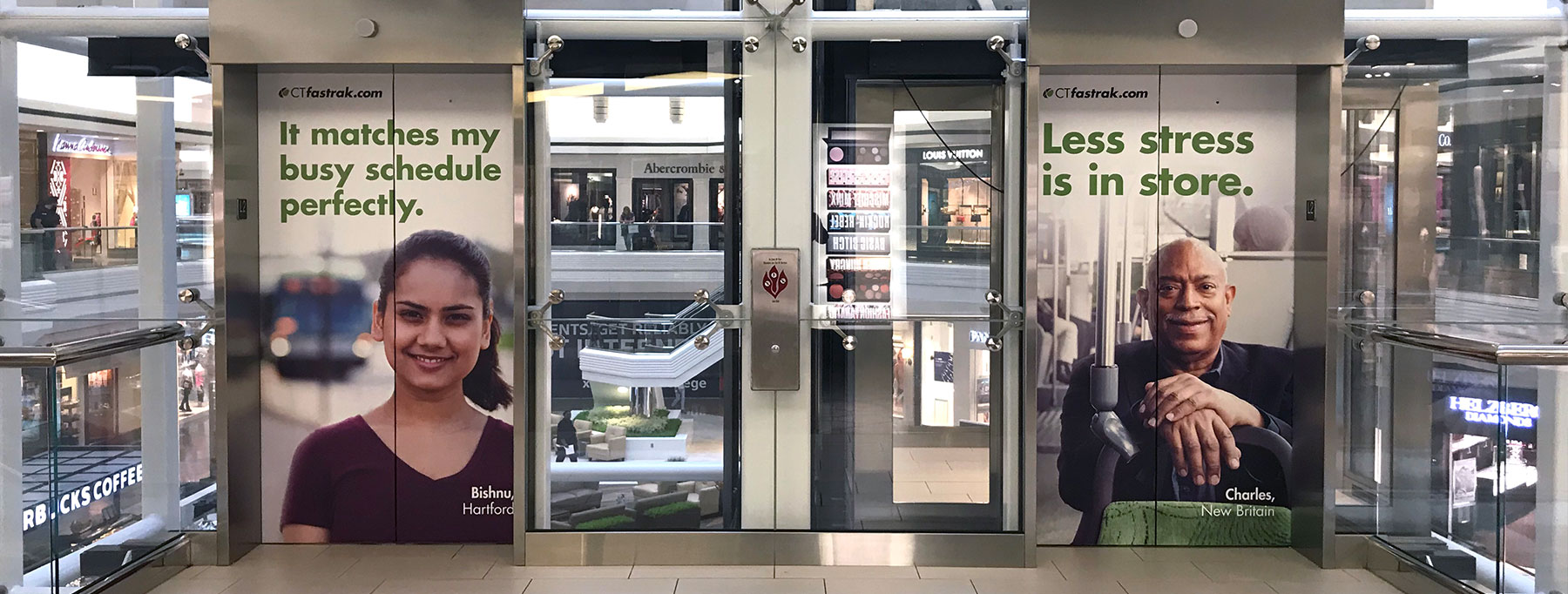 CTfastrak elevator wraps at west farms mall 