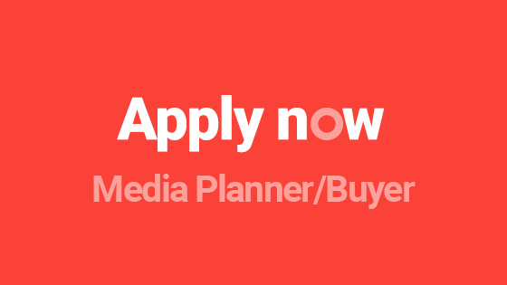 text on a colored background that reads apply now media planner and buyer