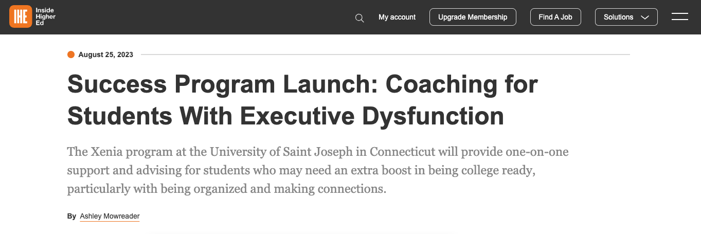 USJ featured in Inside Higher Ed
