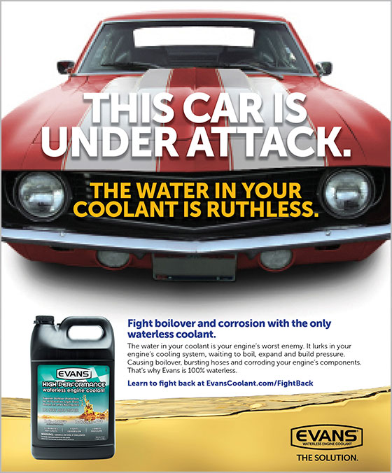 Evans Waterless Coolant print ad