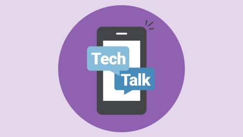 cell phone illustrations with text that reads tech talk
