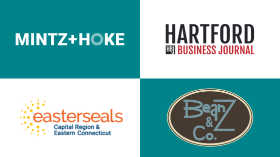 Mintz and Hoke, Hartford Business Journal, Easterseals and Beanz and Company logos