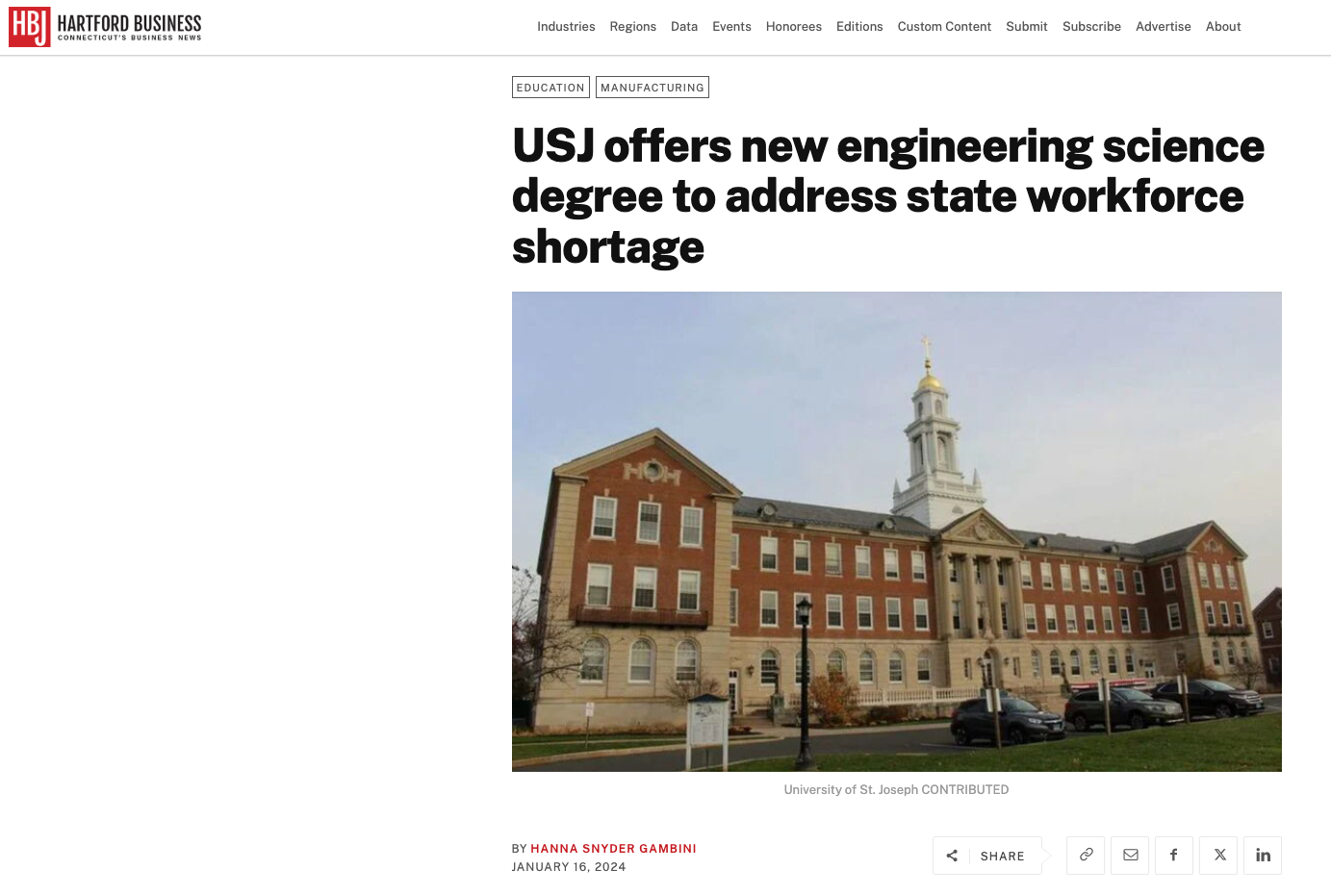 USJ featured in HBJ article
